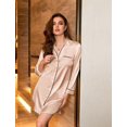 thumbnail image 4 of Ekouaer Satin Nightgowns for Women Button Down Sleep Shirt Silk Night Shirt Long Sleeve Boyfriend Sleepwear, 4 of 5