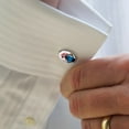 thumbnail image 2 of Mortal Kombat Klassic Raiden Character Round Cufflink Set Silver Color, 2 of 6