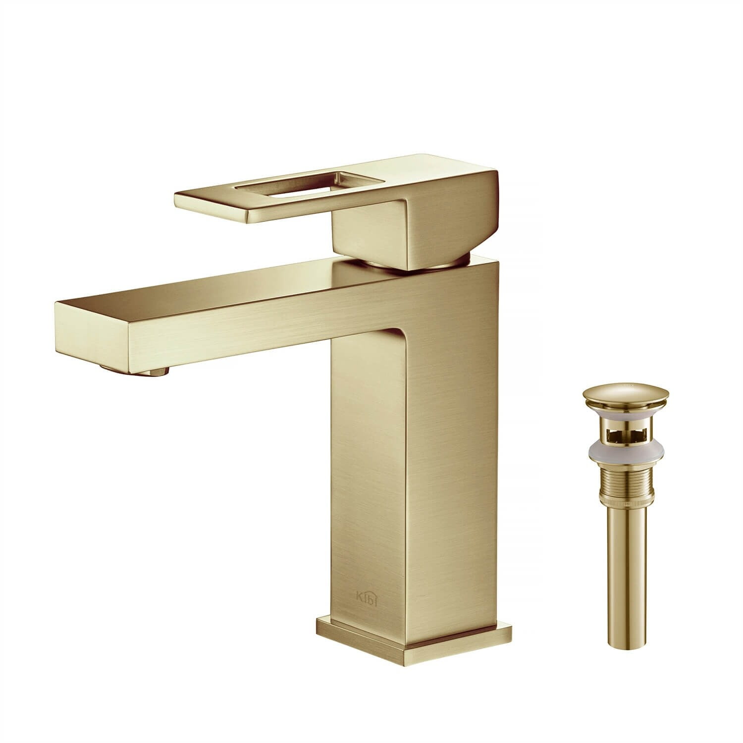 Kibi Cubic Single Handle Bathroom Vanity Sink Faucet with Pop Up Drain