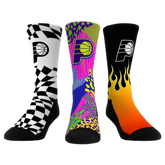 Unisex Rock Em Socks Indiana Pacers Team Vibes Three-Pack Crew Socks Set
