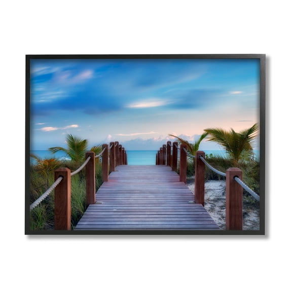 Stupell Industries Tropical Boardwalk Beach Path Coastal Photography Black Framed Art Print Wall Art