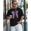 thumbnail image 4 of Camisetas de manga corta con mariposas moradas y negras para hombre, camisetas de cuello redondo, 4 of 8