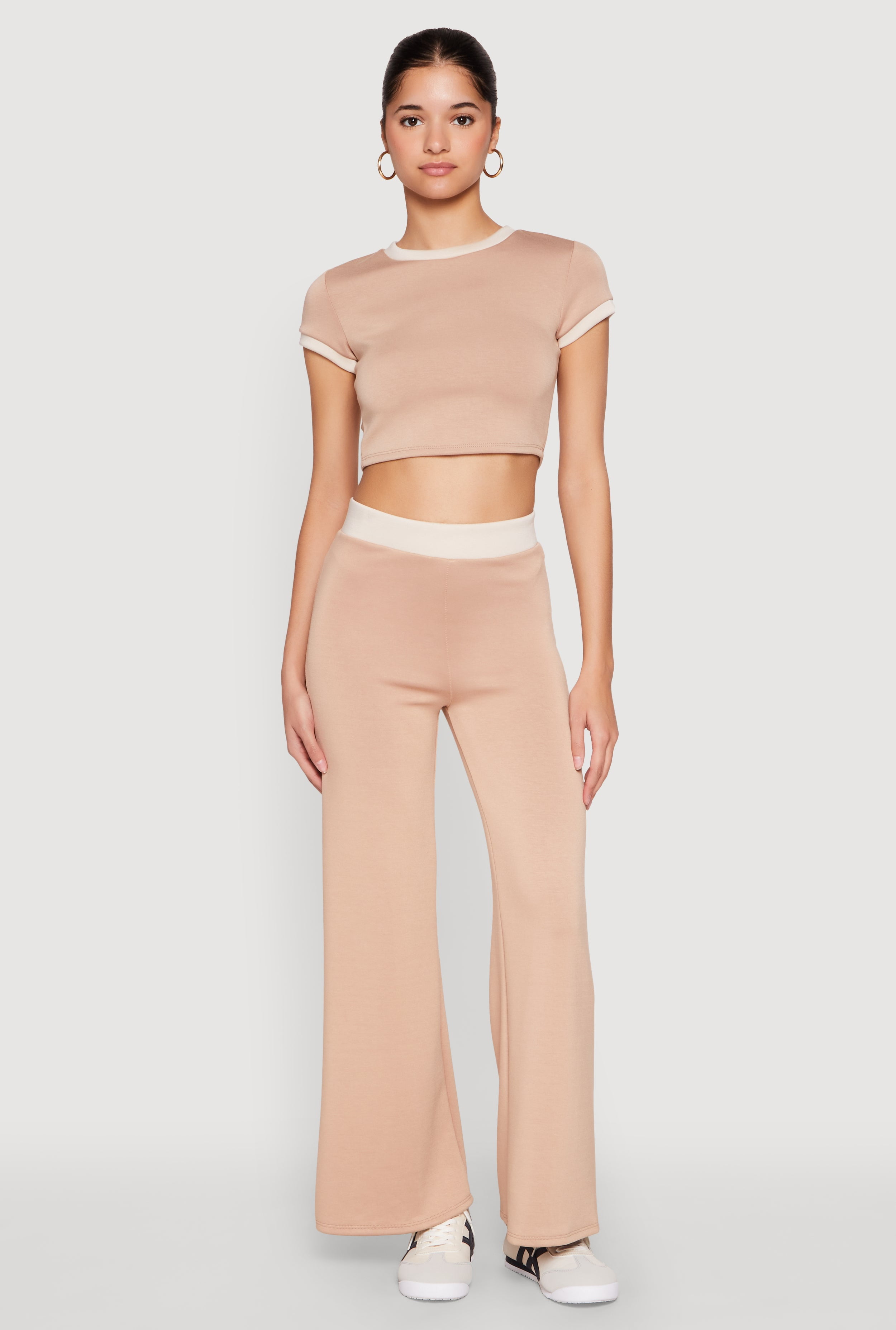 トップス ringo Womens Short Sleeve Ringer Crop Top - Walmart.com