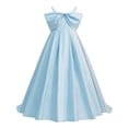 thumbnail image 4 of BCSIOAOI Girls Formal Dress,Off-Shoulder Bow Front Satin Flower Girl Dress for Weddings Sky Blue 7 Years, 4 of 9