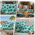 thumbnail image 5 of Green Geometric Moroccan Outdoor Waterproof Pillow Covers, Abstract Art Teal Ombre Modern Decorative Square Throw Pillowcase Sofa Cushion Sham for Patio/Couch/Chair, 26"x26" 2 Pack, 5 of 8