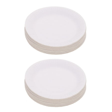 OUNONA 50Pcs Paper Disposable Plates Children Painting Plates Portable White Graffiti Trays
