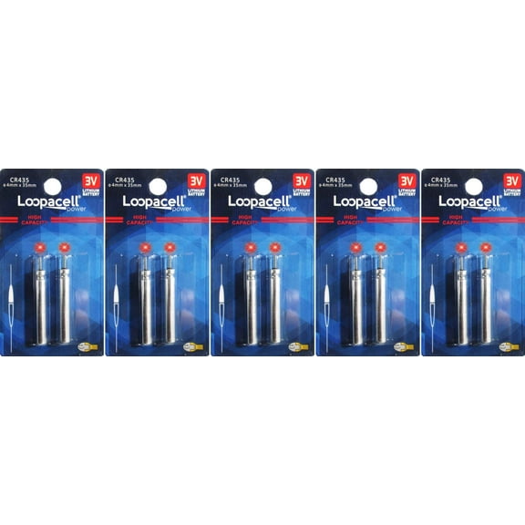 Loopacell CR435 BR435 435 Lithium Pin Type Cell 3V for Fishing Lures, Fishing Bobbers, Pen Lights, Arrow Nocks, Fishing Floats, Pole Lights, LED Flashers 10 Batteries