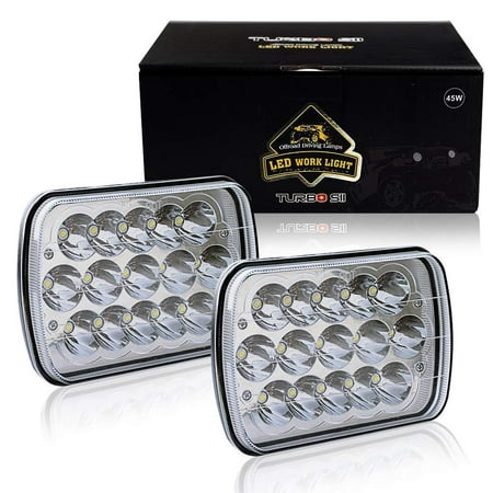 TURBOSII DOT APPROVED 45w Rectangle 5x7 7x6 Led Headlights Hi/Low Sealed Beam H4 PLUG H6054 H5054 6052 For Jeep Wrangler YJ Cherokee Xj Toyota pickup International Motorhome Truck, (Best H4 Led Headlight For Motorcycle)