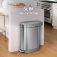 thumbnail image 2 of simplehuman 45 Liter / 12 Gallon Slim Kitchen Step Trash Can with Liner Rim, Brushed Stainless Steel, 2 of 9