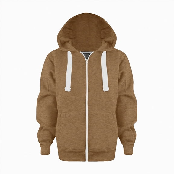 13-14 Years Tween Sweatshirt Color Solid Zip Jackets Long Hoodie Top Boys Sleeve Up Girls Kids Boys Coat Jacket Khaki Sweatshirt