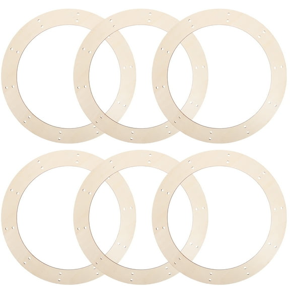 Mutmorningal Set of 6 Wooden Round Wreath Frames, Hanging Circle for Crafting, Projects and Home Decorations