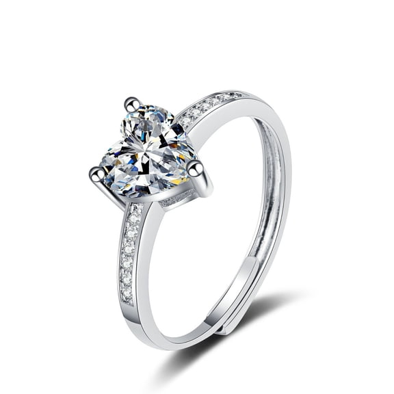 Hyhucoie Heart Promise Rings for Her Engagement Wedding Anniversary Jewelry Gift for Women Mom Wife Romantic Statement Ring