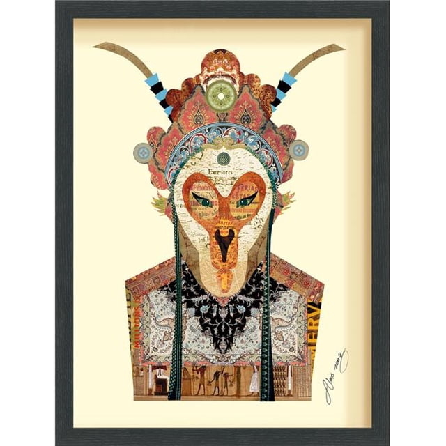 Beijing Opera Mask No.1 - Dimensional Art Collage Hand Signed by Alex Zeng Framed Graphic Wall Art