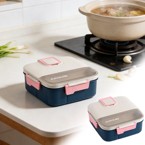 Lunch Box, 304 Stainless Steel Portable Leakproof Lunch Food Containers Set with 3 Compartment for Adults - with Chopsticks Spoon Soup Bowl Gift for Friends, Family