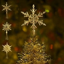 OEFNTAC Star Christmas Tree Topper Metal LED Lighting Hollow Out 3D Holiday Decoration 9.84x5.91x1.18in Battery Powered