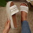 thumbnail image 3 of THDHVS Womens Sandals Comfortable,Sandals for Women 2025,Fashion Women Casual Round Head Slippers Comfy Beach Slip-on Shoes Beige 7.5, 3 of 6