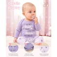 thumbnail image 4 of KIMI BEAR Preemie Baby Girl Layette Set Shower Gift Sets 3 Packs Romper Pants Sets Long Sleeves Bodysuit with Hat Headband Gloves 9pcs Clothing Purple, 4 of 8