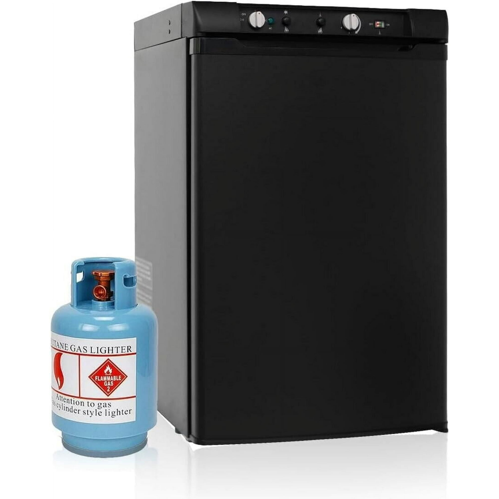 Smad Propane Refrigerator with Freezer 3 Way Fridge Gas/12V/110V 3.5 Cu.ft Outdoor Caravan Off Grid Office Apartment