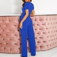 thumbnail image 3 of Fsqjgq Jumpsuits for Women Blue Bodysuit Boho Elegant Jumpsuit V Neck Long Jumpsuit Trouser Suit Playsuit Romper Bib Overalls Wide Leg Pants Rompers with Belt Red Jumpsuits for Women XL, 3 of 6