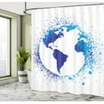 thumbnail image 5 of Ambesonne Abstract Shower Curtain, Globe Ink Effect Map, 69"Wx84"L, Blue White, 5 of 5