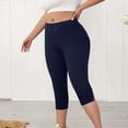 thumbnail image 3 of MLQIDK Navy Yoga Capri Pants for Women Yoga Capri Pants Knee Length Elastic Waist Ladies Leggings Dressy Casual Pedal Pushers with Pockets Navy 5XL, 3 of 6