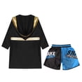 thumbnail image 4 of Miaeowve Kids Boys Boxing Outfit Metallic Satin Robe Long Sleeve Hooded Grown Cloak with Belt and B5 14, 4 of 5