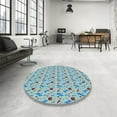 thumbnail image 4 of Ahgly Company Machine Washable Indoor Square Transitional Grayish Turquoise Green Area Rugs, 5' Square, 4 of 7