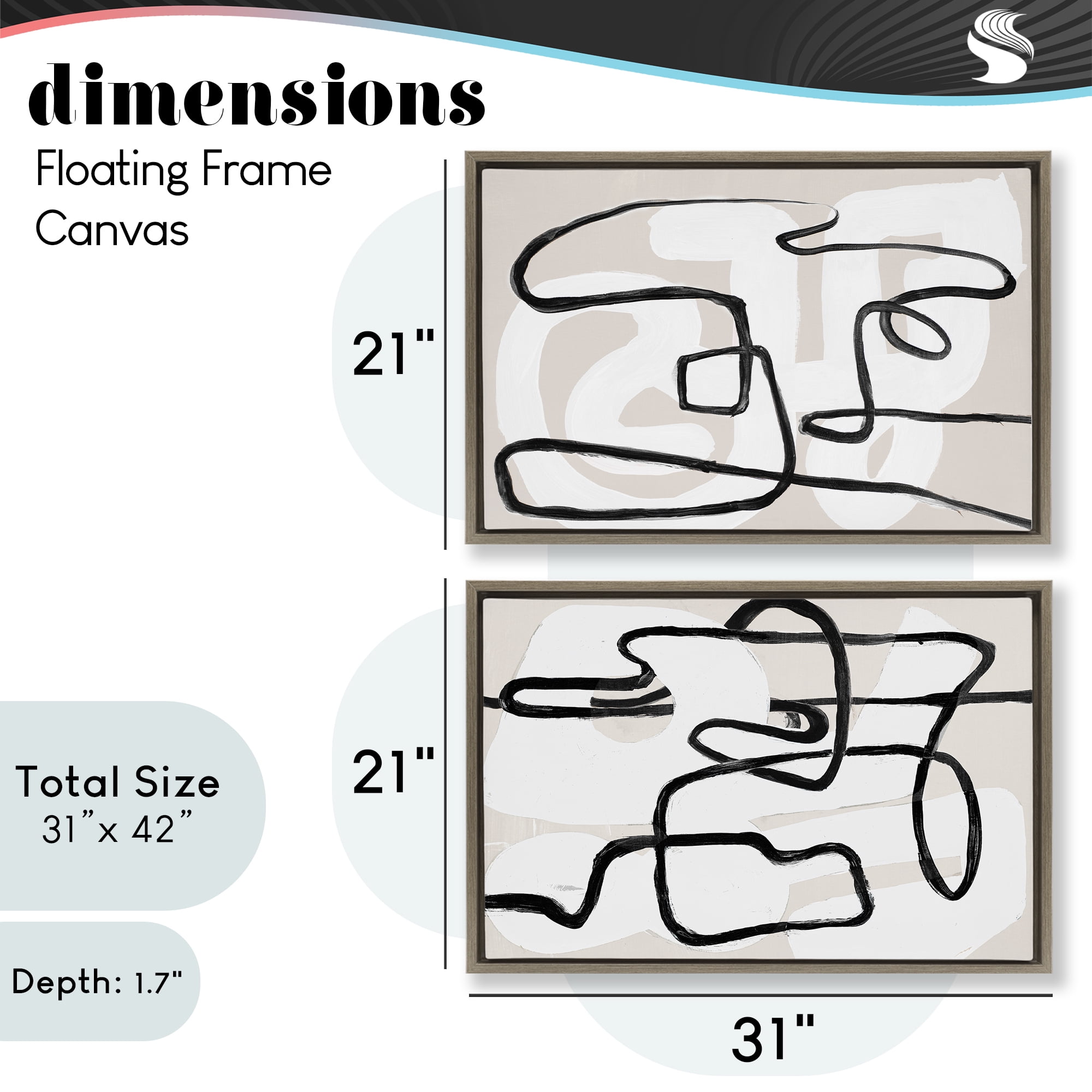 Stupell Industries Neutral Twists & Turns 2 Piece Brown Framed Floater Canvas Set, design by Lanie Loreth