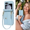 thumbnail image 5 of ELEHOLD for Samsung Galaxy Z Flip 6 with Card Holder, Shockproof PU Leather Credit Card Cash Slots Lanyard Durable Protection Phone Case for Samsung Galaxy Z Flip 6,Blue, 5 of 7