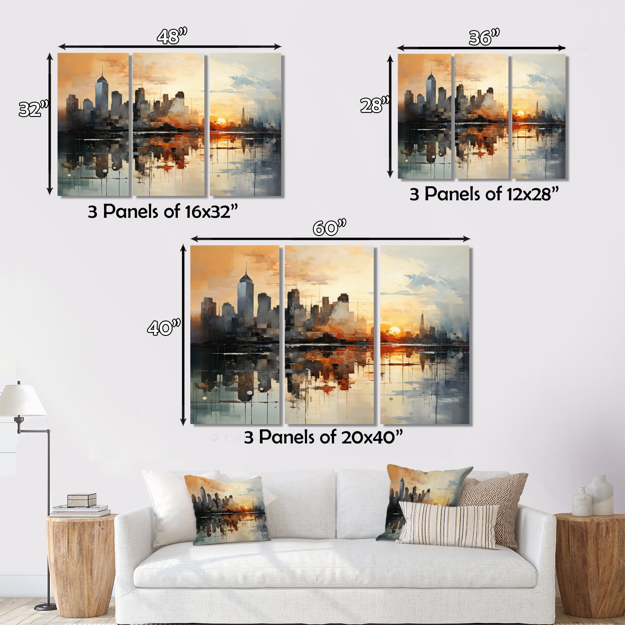 Designart Orange Traditional White Framed Wall Art, Sky