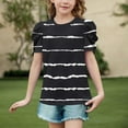 thumbnail image 2 of Fesfesfes Printed Fashion Blouse for Girls Round Neck Short Sleeve Casual Top Summer Spring Childrens Wear Daily School Birthday Party Outfit Soft Comfortable Play Blouse(Black,6-7 Years), 2 of 4