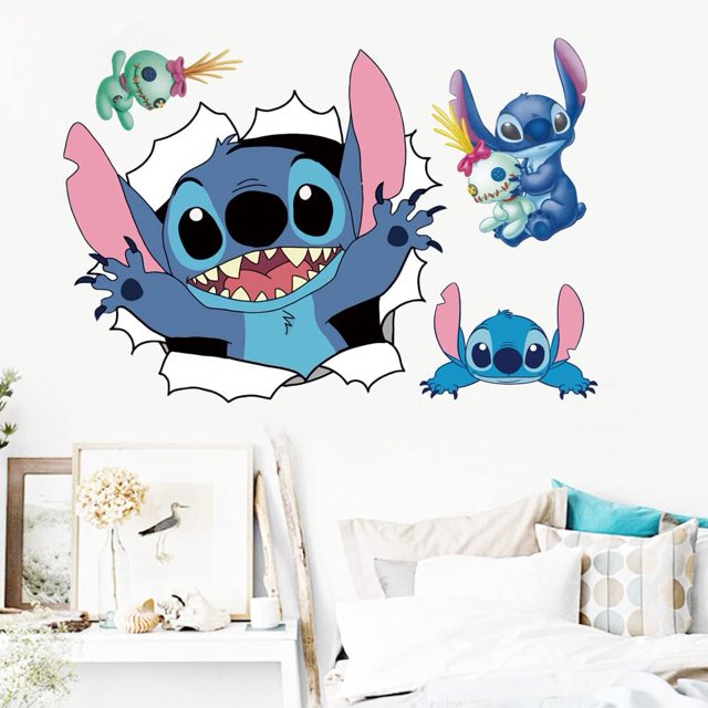 Pegatinas de pared con dibujos animados en 3D para niñas, calcomanías de pared autoadhesivas para habitación de niñas, dormitorio, sala de estar, decoración del hogar Tamaño: (40 x 60 cm)
