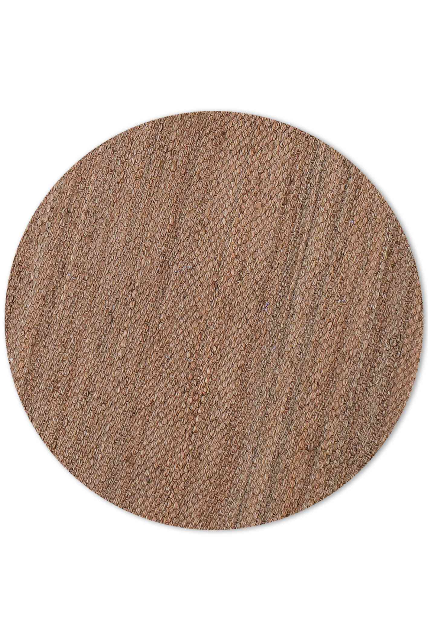 Rugsotic Carpets Hand Woven Jute 6'x6' Round Area Rug Solid Light Brown J00008