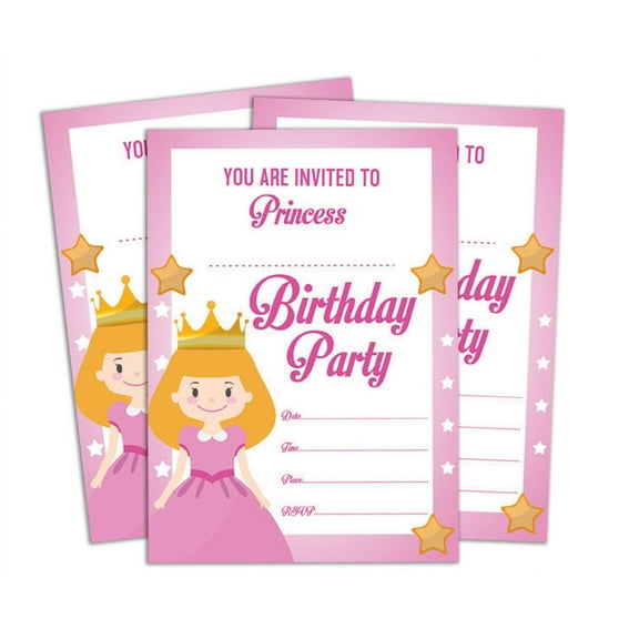 Darling Souvenir White Birthday Invitation Card Printable Fill or Write In Blank Invites Party Supplies Pack Of 28 5 x 7 Inches