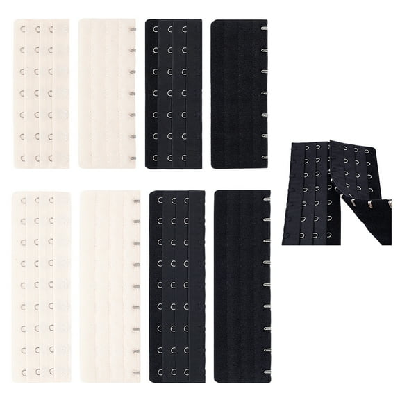1 bag 8pcs 4 style Polyester Women's 3 Rows x 7/9 Hooks Longline Corset Bra Extender for Bustiers Shapewear Waist Cincher with Stainless Steel Rings Hooks Mixed color 134~170x50~52x3.5mm 2pcs/style