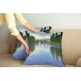 thumbnail image 2 of Ambesonne Nature Throw Pillow Cover 2 Pack, River Bridge Town Trees, 16", Green Blue, 2 of 5