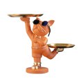 thumbnail image 1 of Estatua de resina para perro, 2 bandejas de metal, adorno de perro Bulldog fresco para regalo (naranja) Ehuebsd Libre de BPA, 1 of 6