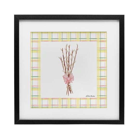 Pastel Spring Pussy Willow Black Framed Print Under Glass, design by Lee Ann Sanders
