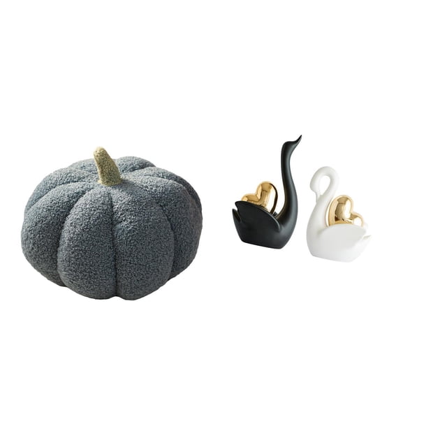 Almohadas de calabaza de Halloween más estatuas de cisne, esculturas, almohadas decorativas de cerámica suave, adecuadas para regalar y decorar el