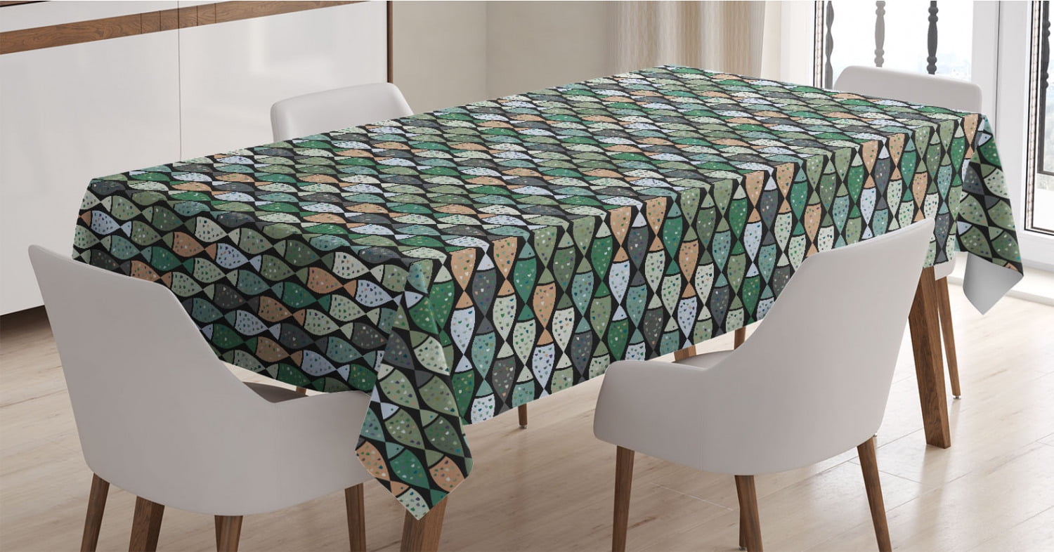 Underwater Tablecloth, Digitally Generated Fish with Colorful Splatters