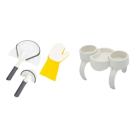 SaluSpa Hot Tub Spa All-in-One 3-Piece Cleaning Tool Accessory Set Plastic SaluSpa Drinks Holder and Snack Tray for Side Wall Accessory (Best Way To Drink Coffee For Beginners)