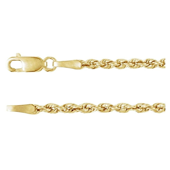 14k Yellow Gold 2mm Hollow Rope 22 Inch Chain Necklace Chain Necklace for Women and Men - 2.4 Grams