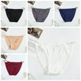 thumbnail image 5 of Women Ice Silk Lace Trim Strap Breathable Thin Panty Briefs,Dusty Pink One Size, 5 of 8