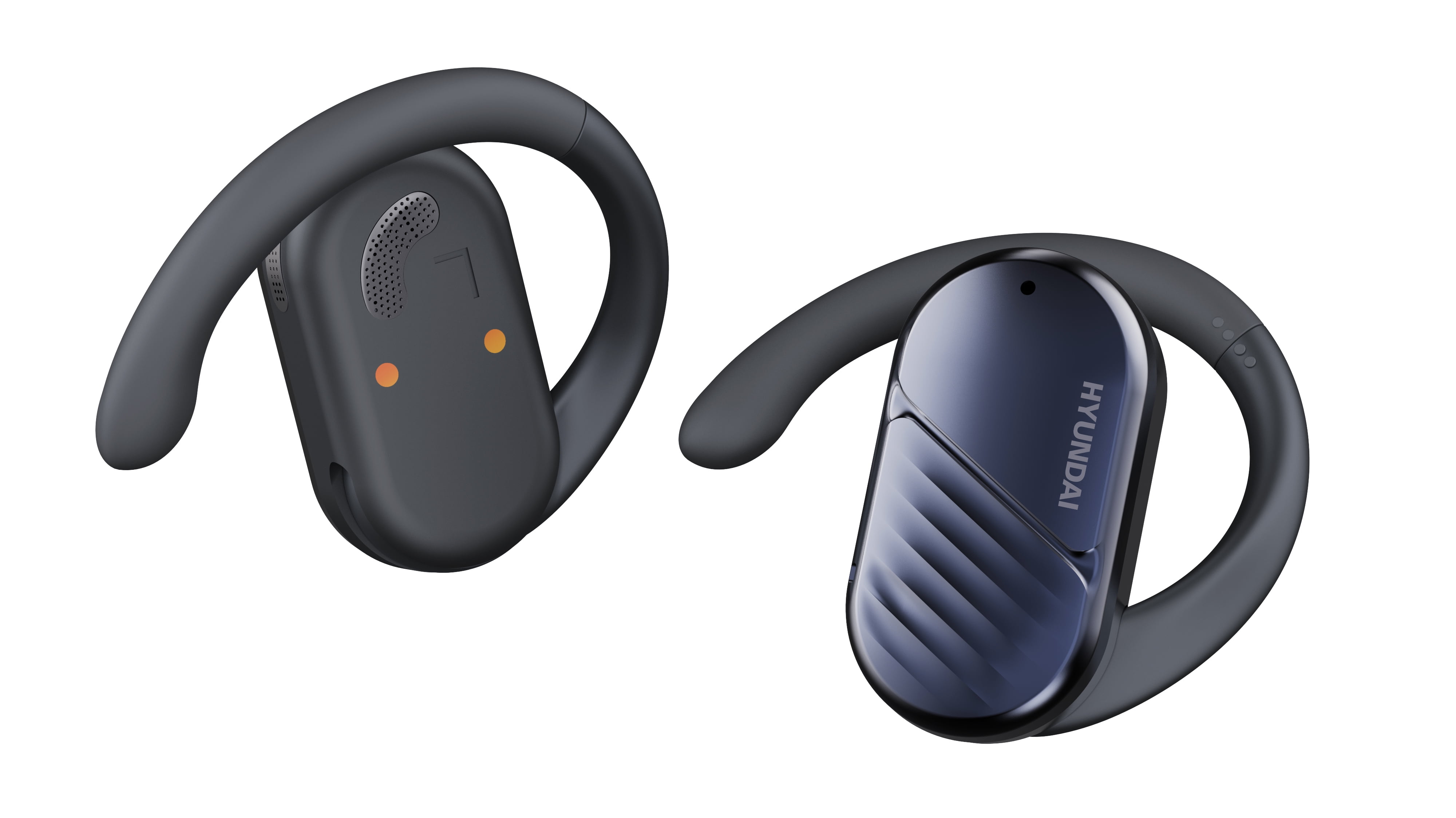 HYUNDAI Korea Original Bluetooth Headphones Wireless Earbuds 80hrs Playtime Wireless Charging Case Sports Ear Buds with Earhook Deep Bass IPX7 Waterproof Over-Ear Earphones for TV Phone Laptop Black