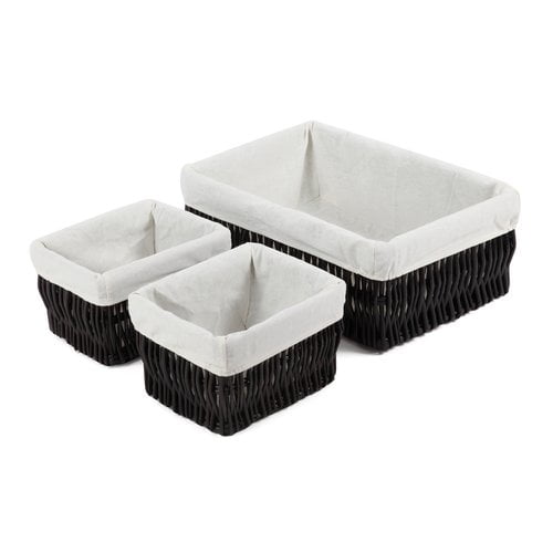 Mainstays Dark Brown Wicker Basket Set, 3 Piece