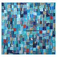 thumbnail image 5 of Vinsan Indian Handmade Silk Patchwork Kantha Bedspread Quilts Reversible Boho Bed Cover Throw Blue Color King Size 108 x 108 Inches With Pillow Sham, 5 of 7