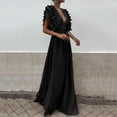 thumbnail image 2 of Ketyyh-chn99 Robes d'Invitée de Mariage pour Femmes Robe de Mariée Florale à Manches Mi-Longues Élégante Formelle de Soirée Cocktail Robes de Fête Robe Maxi Noir,G, 2 of 5