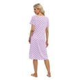 thumbnail image 4 of WBQ Women's Short Sleeve Polka Dot Nightgown With Pockets Round Neck Button Down Tee Nightshirt Loose Casual Nightdress Over Knee Length House Lounge Dress, S-2XL, 4 of 6