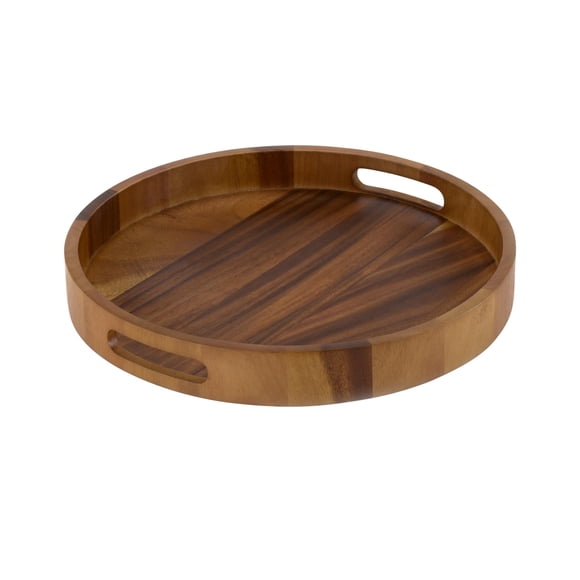 Bandeja redonda Kalmar Home de madera de acacia, 15 cm
