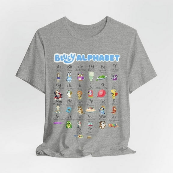 Teacher Themed Alphabet Bluey T-shirt, Kindergarten Educational Shirt, Back to school, Learn ABC Teacher, Bluey Bingo Muffin Friends
